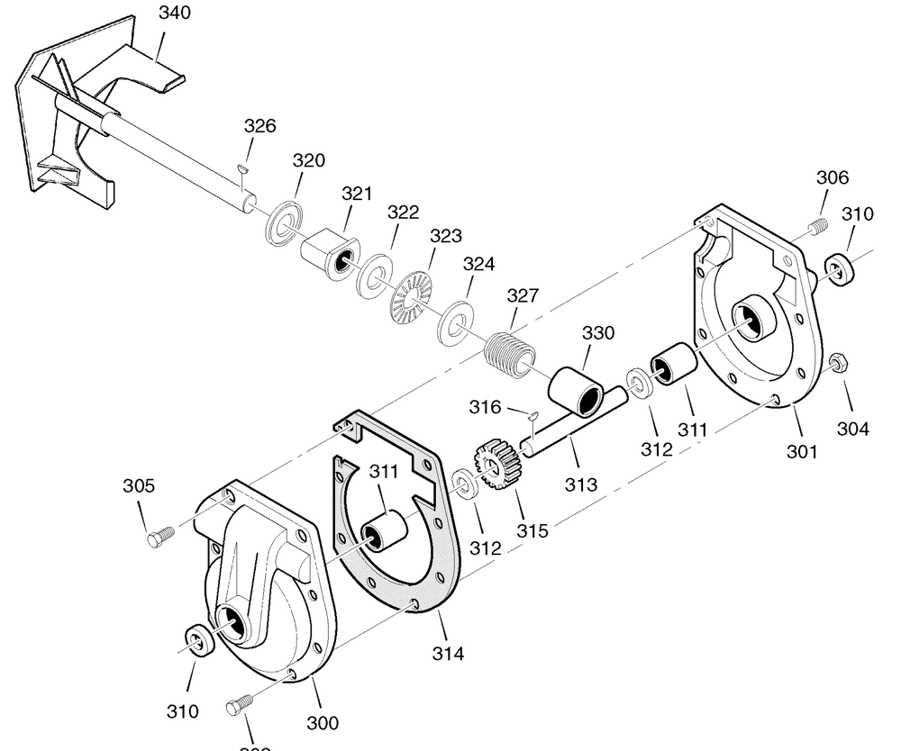 Gear Case Diagram and Parts List for 628104X16B 2004 Briggs and Stratton Snow Blower